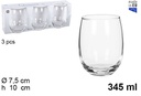 Pack 3 vaso cristal vino queen 345 ml