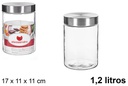 Bote cristal tapa metal 1,2 litros