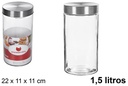 Bote cristal tapa metal 1,5 litros