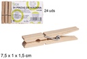 Pack 24 pinzas de madera 7,5 cm