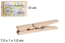 Pack 20 pinzas de madera 7,5 cm