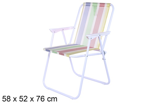 [108625] Cadeira de praia dobrável Fibreline listras coloridas 58x52 cm