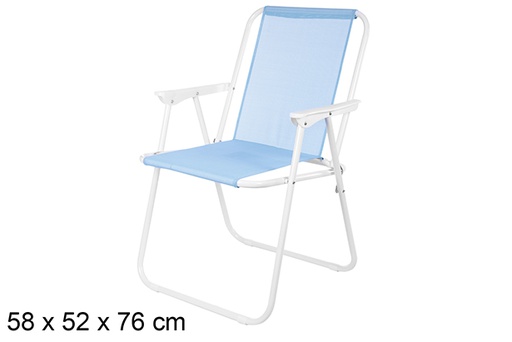 [108627] Chaise de plage pliante bleue Fibreline 58x52 cm
