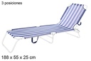 Tumbona plegable 3 posiciones Textilene rayas azul/blanco 188x55 cm