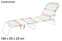 Tumbona plegable 3 posiciones Textilene rayas colores 188x55 cm