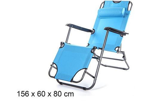[108636] Silla playa plegable oxford color azul claro  156x60x80cm