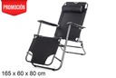 Silla playa plegable Oxford color negro 165x60 cm