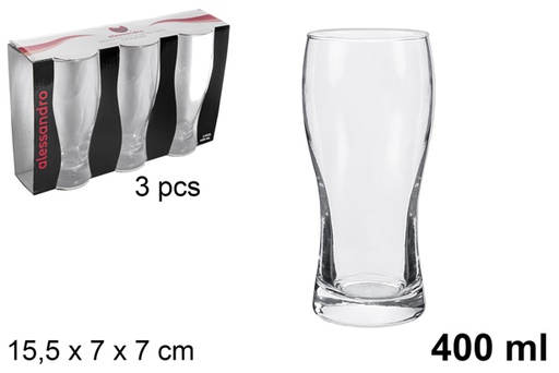 [106184] Pack 3 bicchieri da birra in vetro da 400 ml