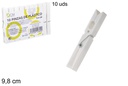Pack 10 pinzas plástico blancas 9,8 cm