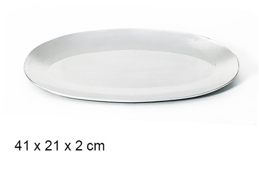 [107579] Silver oval serving tray 41x21 cm