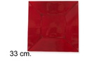 Sous assiette carrée rouge brillant 33 cm