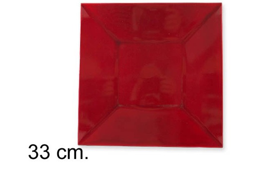 [107593] Bajo plato cuadrado rojo 33 cm  