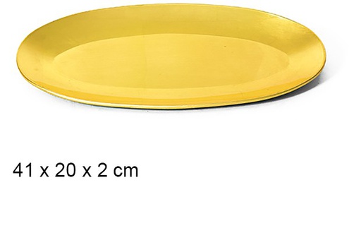 [107594] Bandeja oval dourada 41x21 cm
