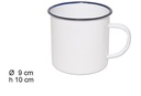 Taza latón esmaltada blanca 9 cm