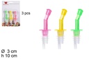 Pack 3 tapones plástico botella colores surtidos