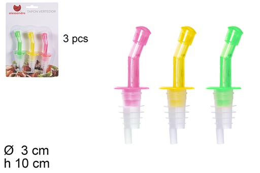 [107740] Pack 3 tappi per bottiglie in plastica in colori assortiti