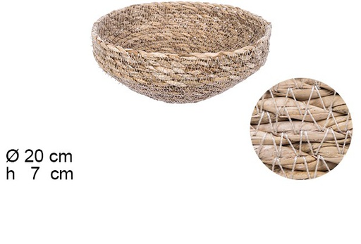 [107894] NATURAL CONICAL SEAGRASS ROUND BASKET