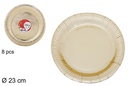 Pack 8 platos papel Navidad oro 23 cm