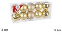 Pack 10 bolas oro brillo/mate/purpurina 4 cm