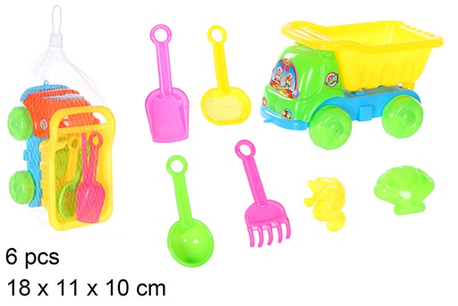 [108557] Camion playa colores con 6 accesorios