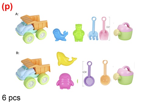 [108560] Camion da spiaggia colorato con 6 accessori