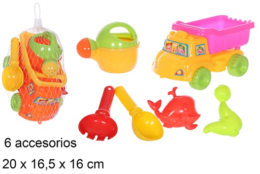 [108560] Camion playa colores con 6 accesorios