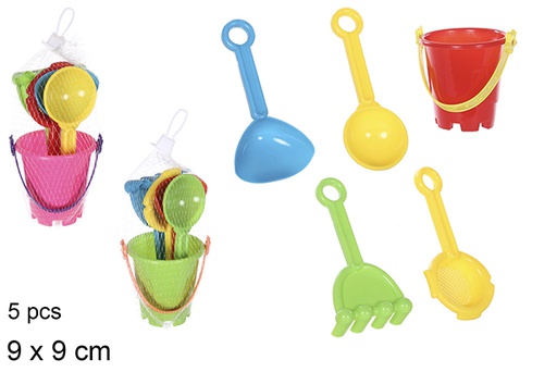 [108566] Colorful beach bucket with 5 accessories