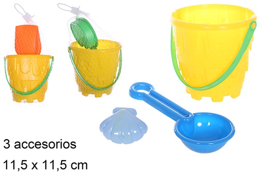 [108567] Colorful beach bucket with 3 accessories