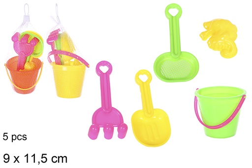 [108569] Colorful beach bucket with 5 accessories