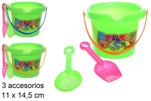 [108570] Colorful beach bucket with 3 accessories
