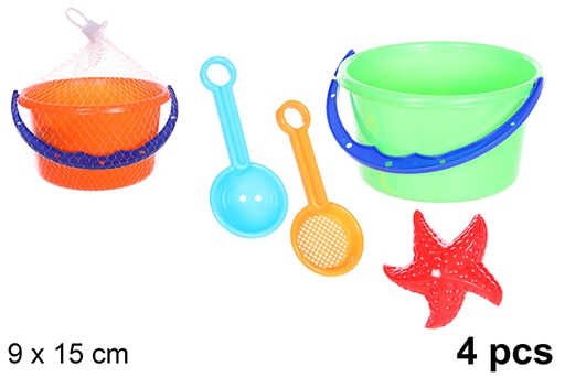 [108573] Balde de praia colorido com 4 acessórios