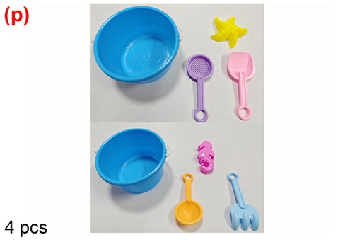 [108573] Cubo playa colores con 4 accesorios