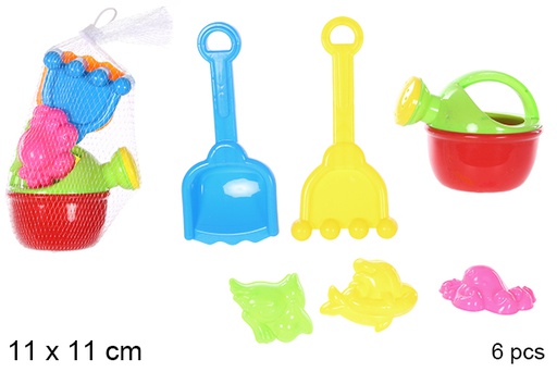 [108576] Colorful beach watering can with 6 accessories