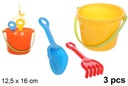 Colorful beach bucket with 3 accessories