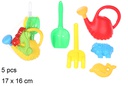 Colorful beach watering can with 5 accessories