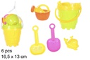 Cubo playa colores con 6 accesorios