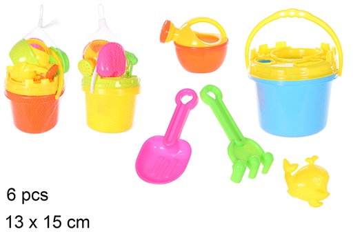 [108589] Colorful beach bucket with 6 accessories