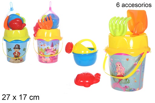 [108600] Beach bucket decorated with 6 accessories