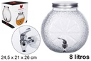 Bote cristal naranja dispensador bebidas con grifo 8 litros