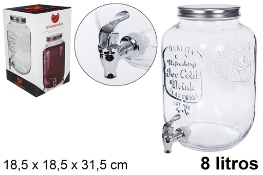 [107947] Distributore d'acqua in vetro con rubinetto 8 l.