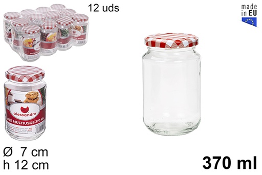 [107846] Bote cristal redondo tapa vichy 370 ml