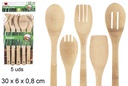 Pack 5 talheres de bambu 30x6 cm