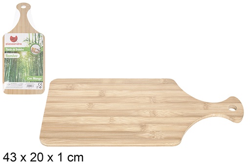 [107977] Tagliere multifunzione in bambù con manico 43x20 cm