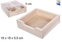 Servilletero madera natural 18x18 cm