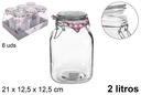 Bote cristal hermético cuadrado 2 litros