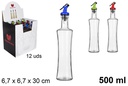 Aceitera/vinajera cristal redonda tapón acero antigoteo 500 ml