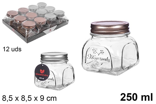 [107997] Decorated glass jar with assorted lid 250 ml