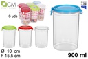 Barattolo alto in plastica ermetico con coperchio colorato 900 ml