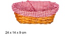 Panera mimbre ovalada miel con tela 24x14 cm