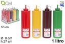 Bote plástico salsa con tapa colores surtidos 1 l.